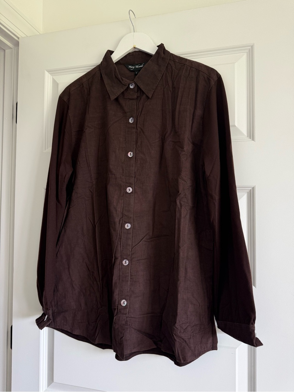 Young Threads NWT Brown Button Front Blouse Size Large Boho Cottagecore - Picture 4 of 11